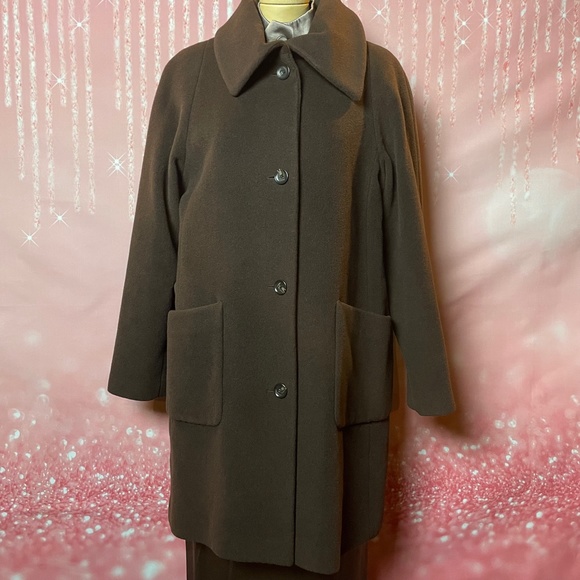 [M/L] Schneiders Salzburg Brown Wool Button Down Pea Coat - Picture 2 of 4